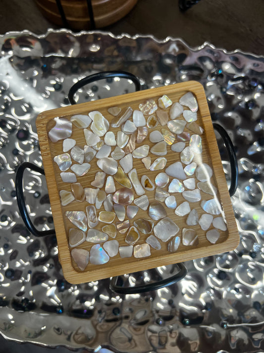 Square Seashell Resin Coaster - 6 Pieces