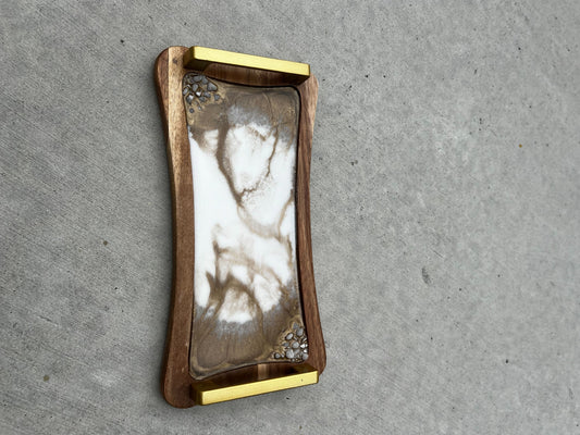 White and Gold Resin Tray